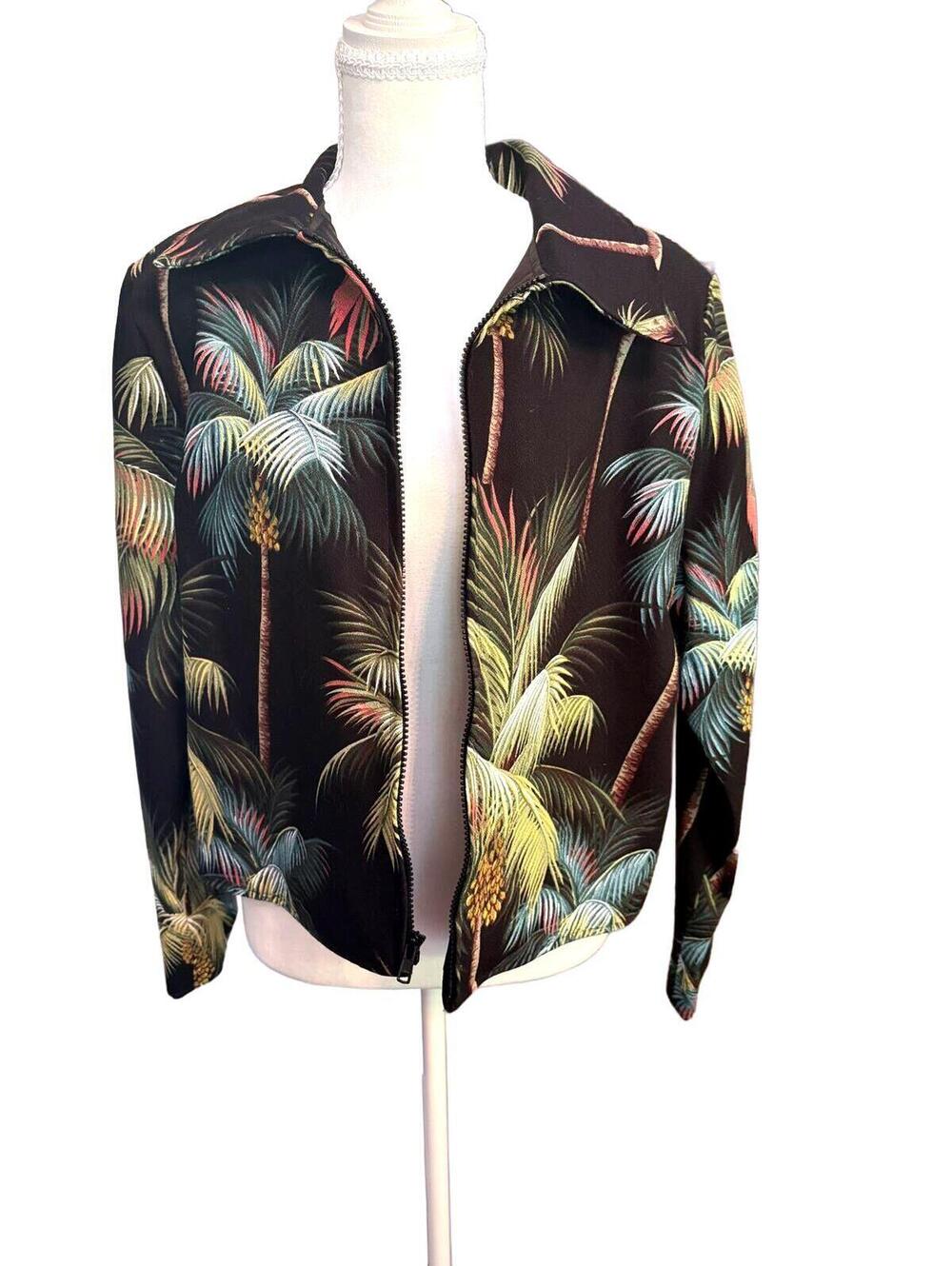 NWOT Vintage Painted Pony Barkcloth Jacket Palm Trees